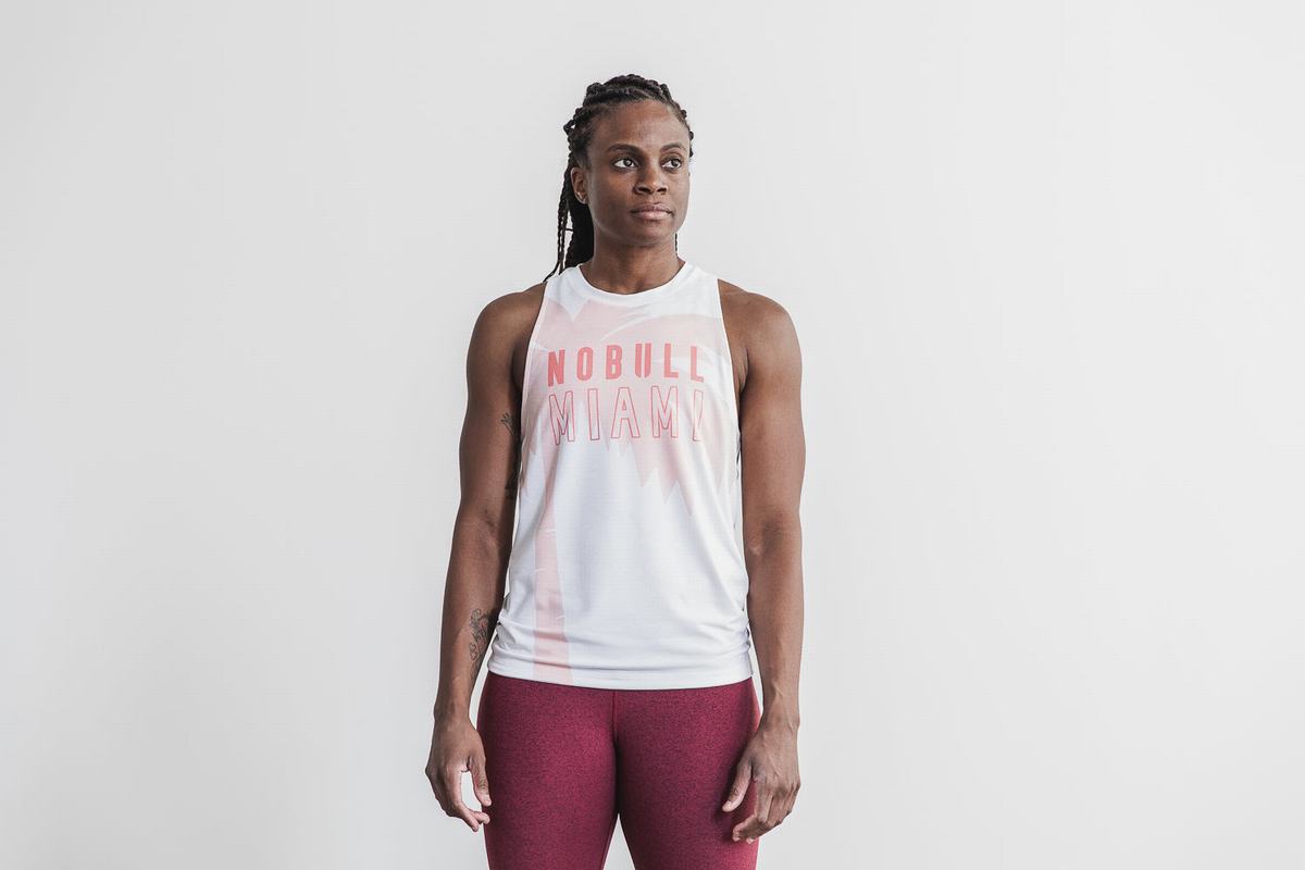 Nobull High-Neck Miami Palm Women's Tank Tops Coral | Australia (RU1672)